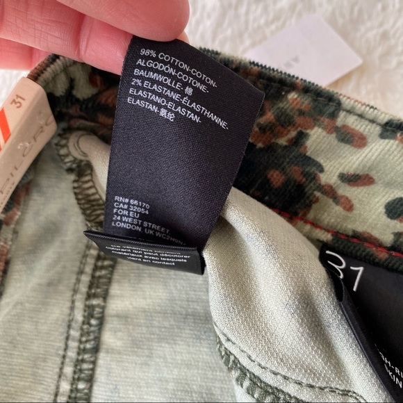 Anthropologie pilcro camo high rise skinny exposed button fly corduroy pants 31 - Picture 12 of 13